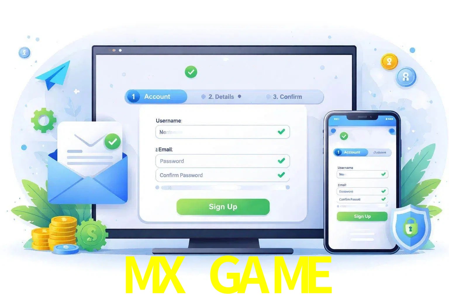 Registro de nuevo usuario y configuración de cuenta MX GAME