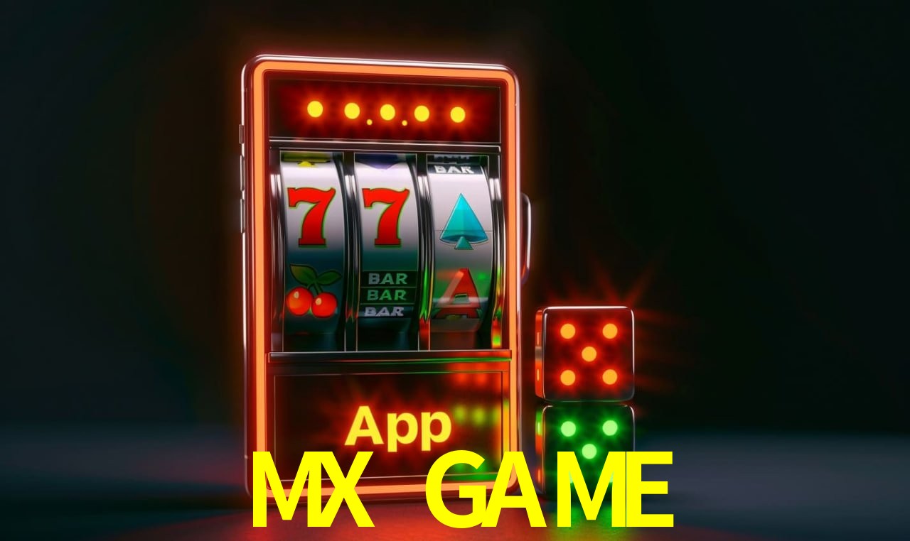 Escena dinámica inspirada en casino con iluminación MX GAME, cartas, fichas e íconos de juegos digitales en un espacio moderno de juegos.